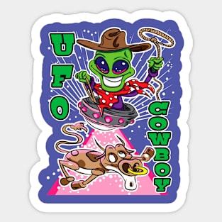 UFO Cowboy Alien Abduction Cow Sticker